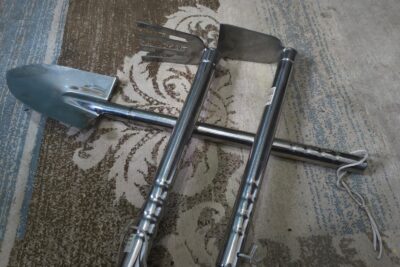 3 أدوات بستنة: كريك غرس وشوكة وفأس صغيرة يد معدن قوية معالجة ضد الصدأ